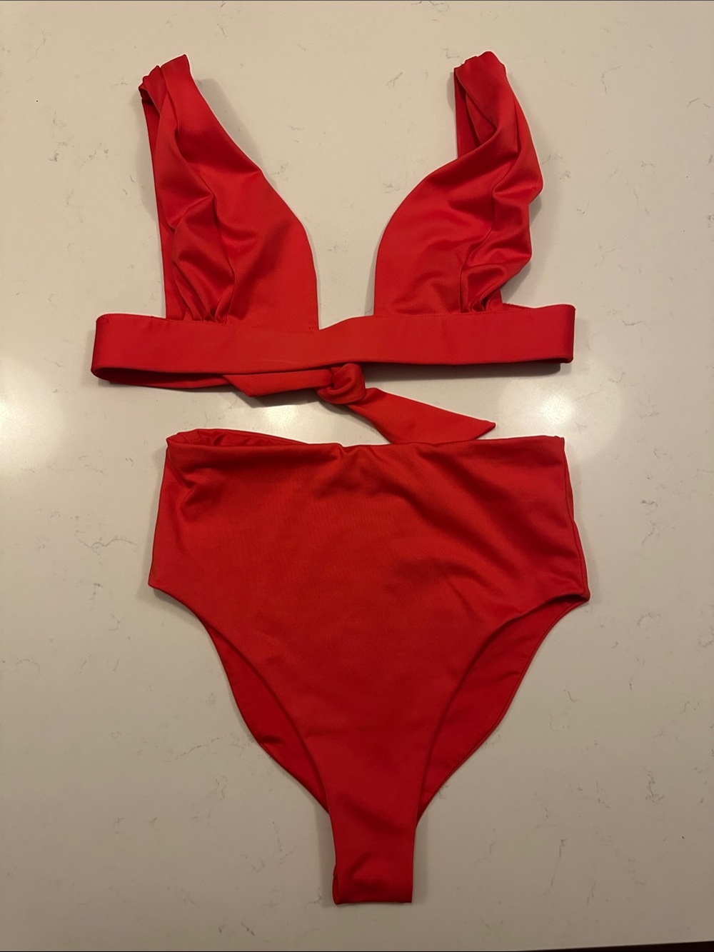 Londre Classic Top Fiesta Red, High waisted Bottoms Fiesta Red